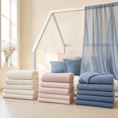 Toile de lit cabane en coton clair