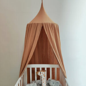 Ciel de lit en mousseline de coton — coloris camel