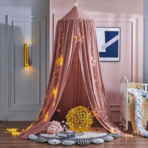 Grand ciel de lit vieux rose — 270 cm, pour lit une place