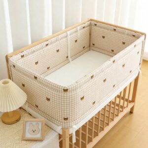 Tour de lit en coton vichy — imprimé oursons