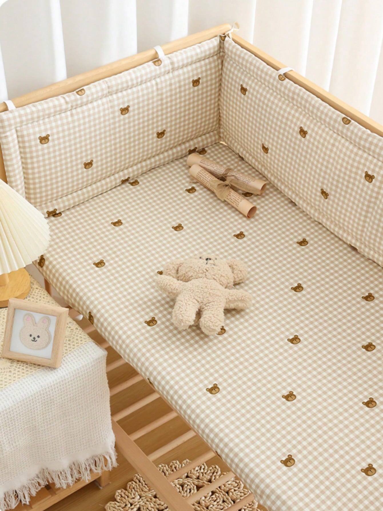 Tour de lit en coton vichy — imprimé oursons – Image 2